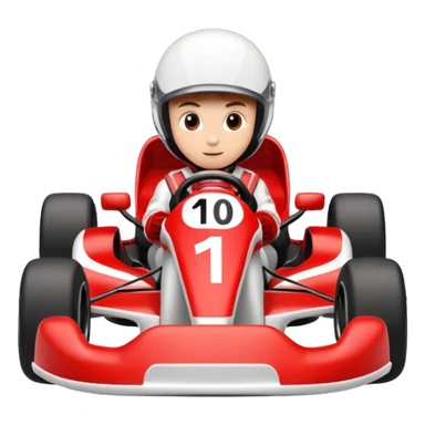 Kart With Body Color Is Red And White With Number Is 1 sticker