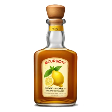 Bourbon bottle with ginger, Lemon and Honey sticker