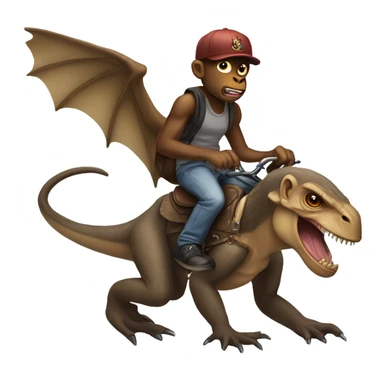 Gangsta Monkeys riding a dinosaur with wings sticker