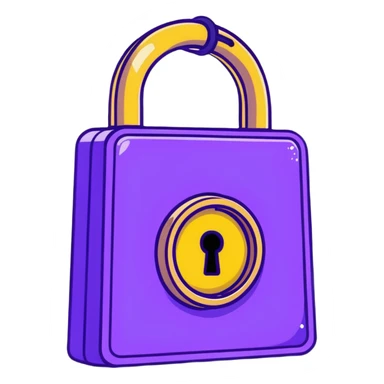 An enchanted golden lock with magical sparkles and purple energy radiating from it sticker