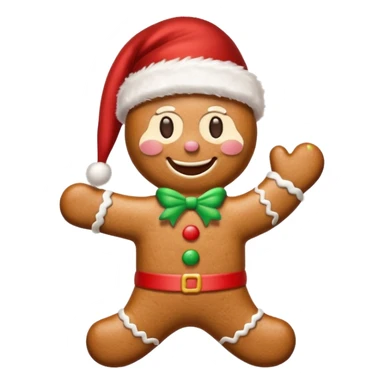 christmas gingerbread man with santa hat sticker
