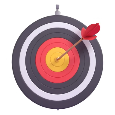3D emoji style bullseye target with a dart missing the target, not hitting it, keep the 3D emoji style look sticker