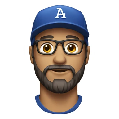 man with baseball cap, long hair, glasses and beard sticker