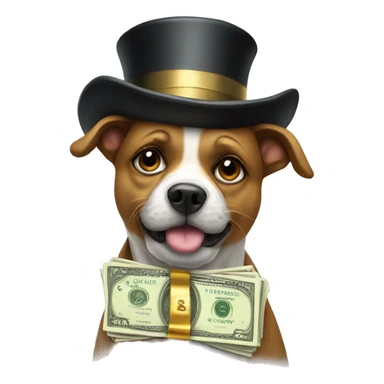 Rich dog with tophat and money  sticker