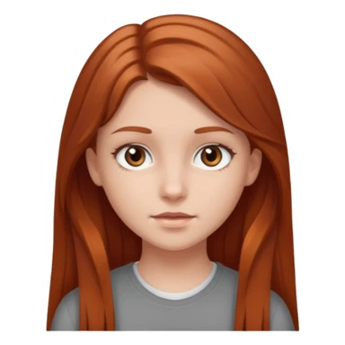 Create an icon of White teenage girl with Gray Eyes and long Reddish light brown hair sticker