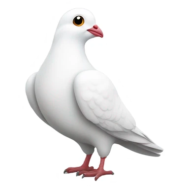 White pigeon with white heart sticker