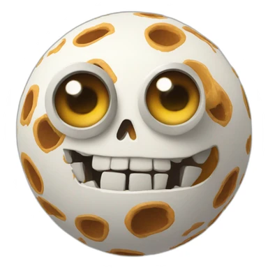 3d sphere with a cartoon Skeleton Horse skin texture with big underdeveloped eyes sticker