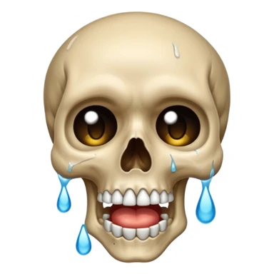 Skull crying loudly and a lot with lots of tears sticker