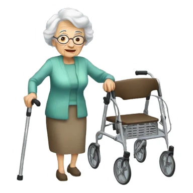 A Very old grandma with a walker sticker