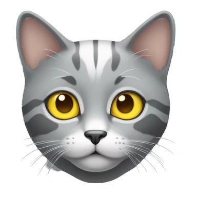 cute grey cat with white stripe on heat with yellow eyes sticker