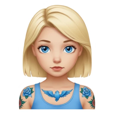 blonde girl blue eyes with tattoos sticker