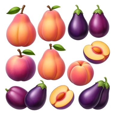 Peach and eggplant sticker