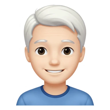 pure white hair,black eyebrow,cute Boy, smile face sticker
