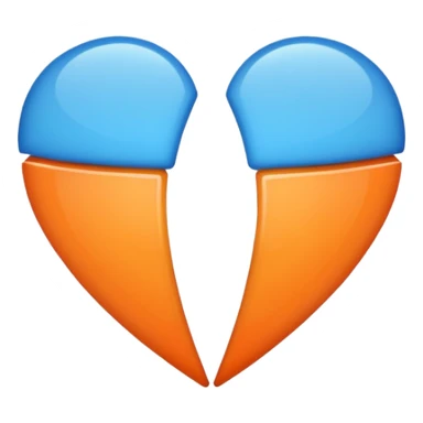 Half blue half orange heart split vertically sticker