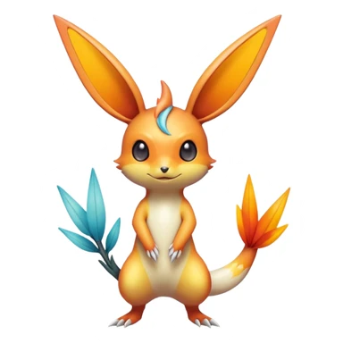 Colorful Shiny Exotic Victini-Salandit-Minccino-Emolga-Fakémon-hybrid-creature (full body)  sticker