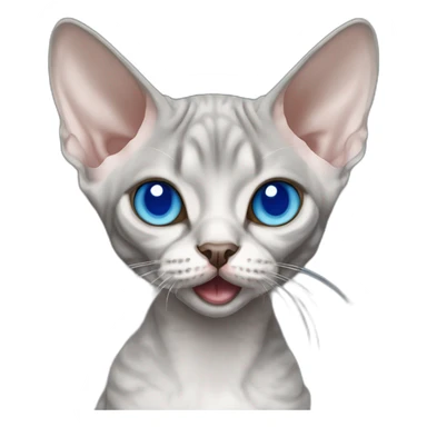 Devon Rex cat grey with blue eye open mouth sticker