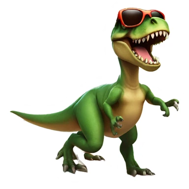 T-rex with sunglasses riding a surfboard  sticker