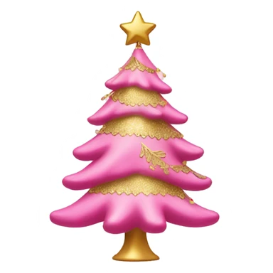 pink christmas tree with gold ornaments sticker
