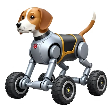 Very fast and sporty jumping racing Boston Dynamics robot beagle Sherlock Holmes robodog with large independent off-road wheels for feet rc basher sticker