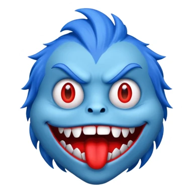 Quiero que hagas un monstruo azul y quiero que tenga boca roja y tambien pelo azul sticker