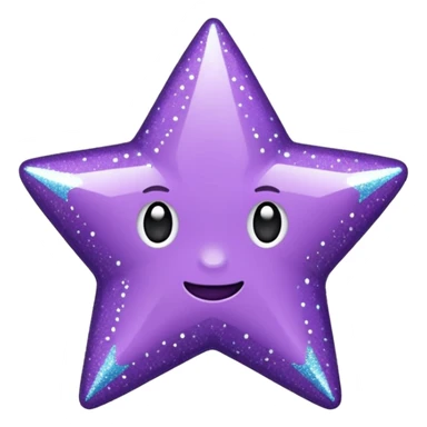 Estrela com 3 pontas roxa com glitter sticker