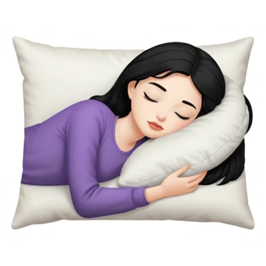 Sleeping on the pillow, beauty hot and pretty Pale girl with medium high black hair  sticker