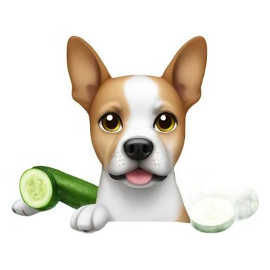 Dog with cucumber on eyes in a spa day sticker