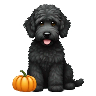 black goldendoodle with pumpkin on side sticker