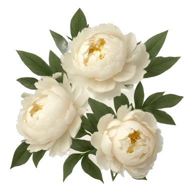Cream color Peonies in a set of 3 sticker