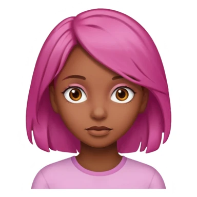 girl with brown hair and brown eyes and pink  end of a hair sticker