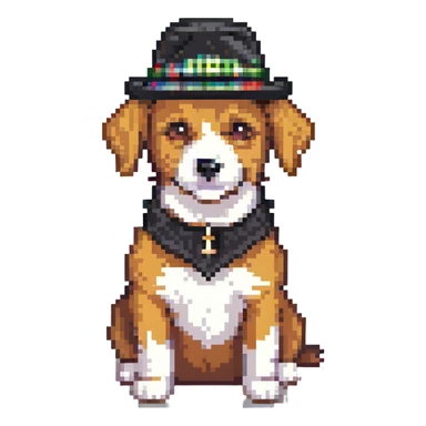 A dog in a hat sticker