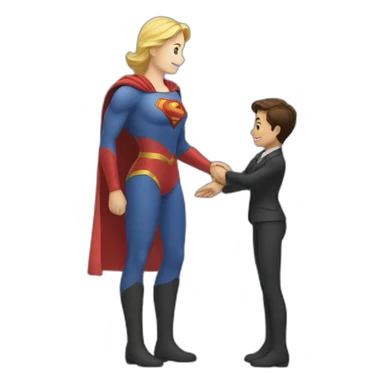 Tom giving handshake to super women sticker