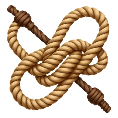 A realistic yet cute rope knot emoji, tied perfectly, symbolizing sailing skills. Vector emoji design, warm tones, clean white background. sticker