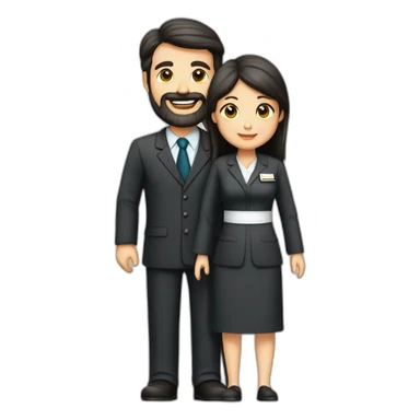 husband middle age trimmed beard dark business suit and open bible, with wife asian age 55 dark hair nurse uniform nurse caphusband executive caucasi sticker