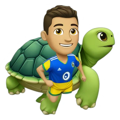 Cristiano Ronaldo sur une tortue bleu et jaune sticker