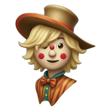 a clown wearing a elongated long hat and blond hair who’s name is hans sticker