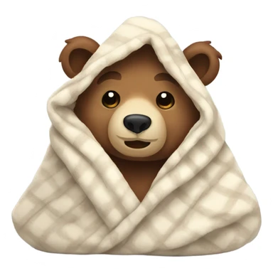 bear cozy in blanket sticker