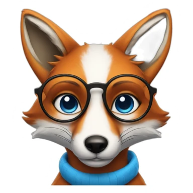 Fox with blue eyes in glasses  sticker