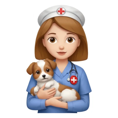 nurse holding baby dog sticker