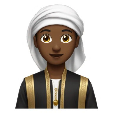 a young black boy sheik witht pink habib sticker