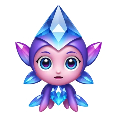 kawaii chibi style crystal sprite creature that is purple, blue, and pink  sticker