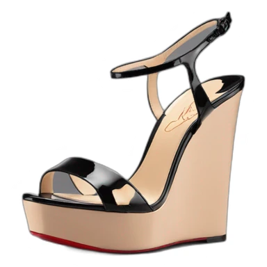 Platform wedges black louboutin sandal patent sticker