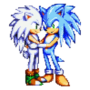 Sonic the Hedgehog and Silver the Hedgehog hugging each other sticker