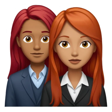 Mujer flaca con cabello largo color rojo color de piel media, hombre de color medio moreno con cabello color negro, flaco sticker