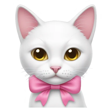 White cat with pink bow sticker
