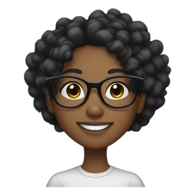 smiling black girl with long black curly hair and round glasses sticker