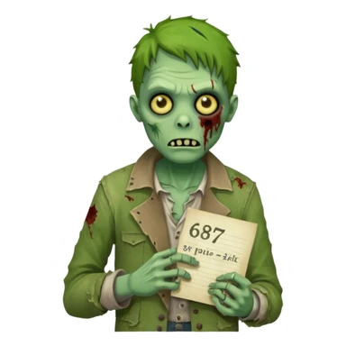 Zombie holding a note that says 67 sticker