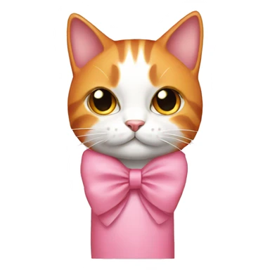 a cat orange and white, with a pink dress and bow  sticker