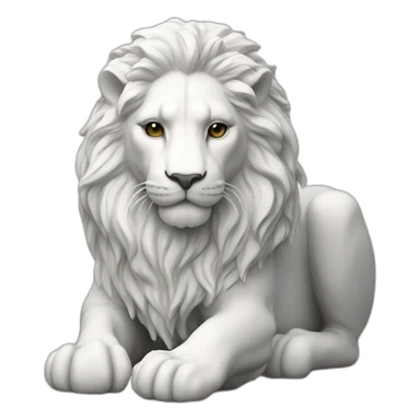 mermaid lion statue in white sticker