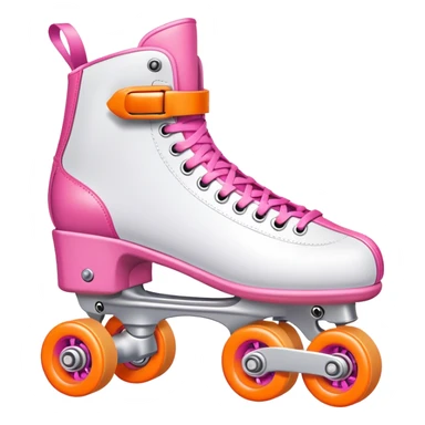 Realistic pink and white roller skate with orange wheels  sticker